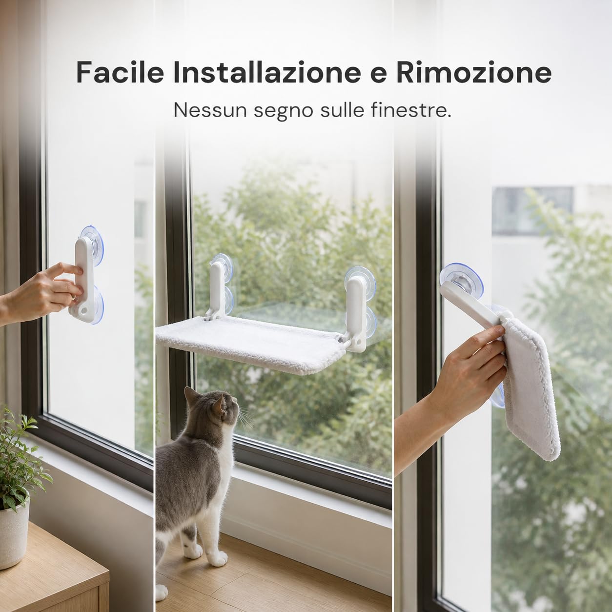 Amaca Sospesa per Gatti con Ventose, 超柔水晶绒-秋冬款【免安装-吸盘固定】, 60 * 30 cm | Piattaforma rialzata, Amaca per animali, Osservazione dall'alto, Per amici dei gatti