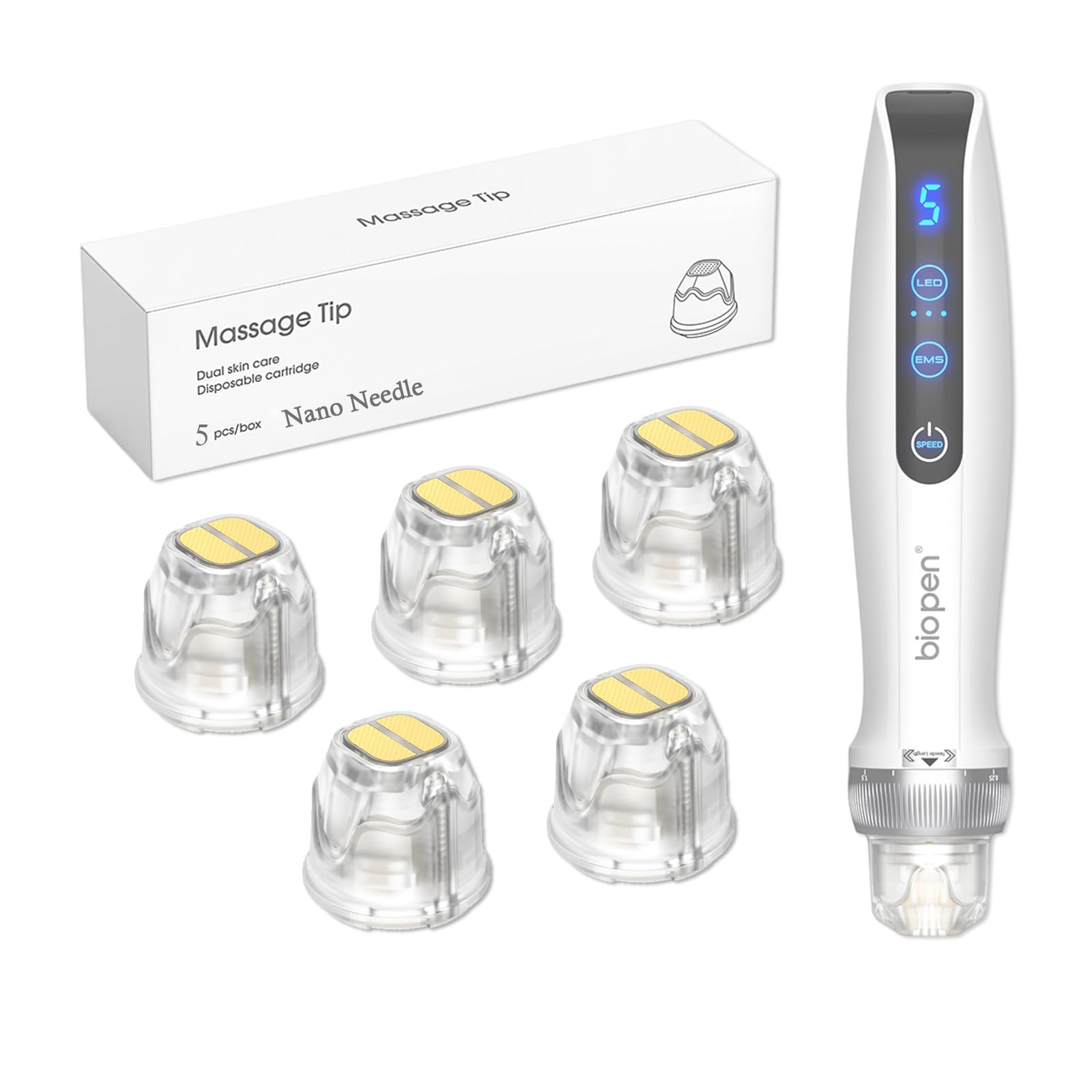 Cartucce di ricambio per Bio Pen Q2, Nano 5 pezzi, cartucce originali Microneedling per affinare la linea dei capelli e il contorno dei capelli, accessori Microneedling (Nano, 5 pezzi)