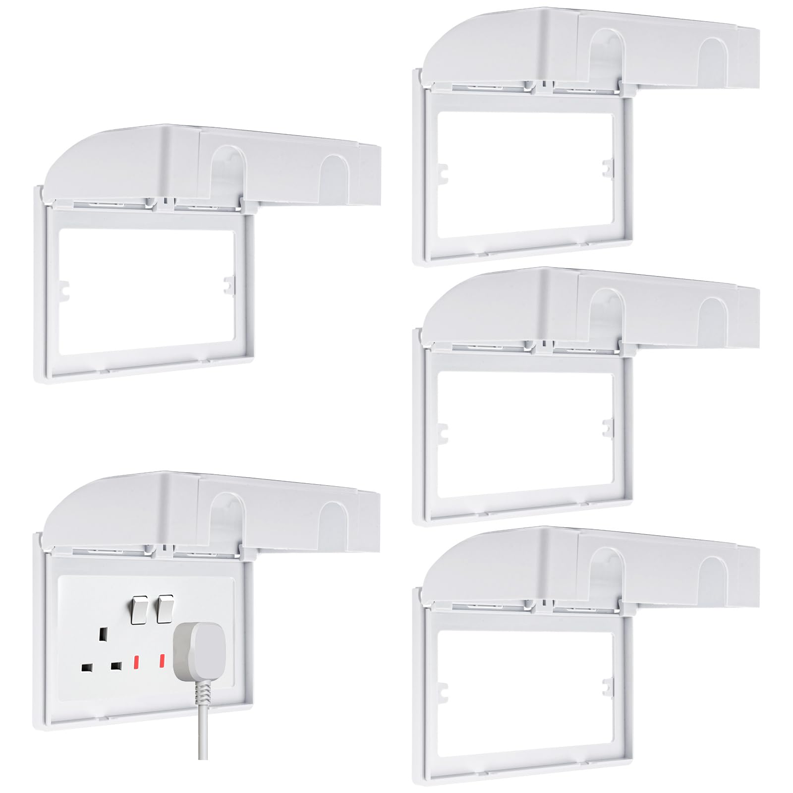 AHAQU 5PCS Plug Socket Covers UK Socket Cover Box for Safety, Proofing Electrical Plug Socket, Switch Protector Cover for Home Safety, 86-Type Double-Position Socket Cover