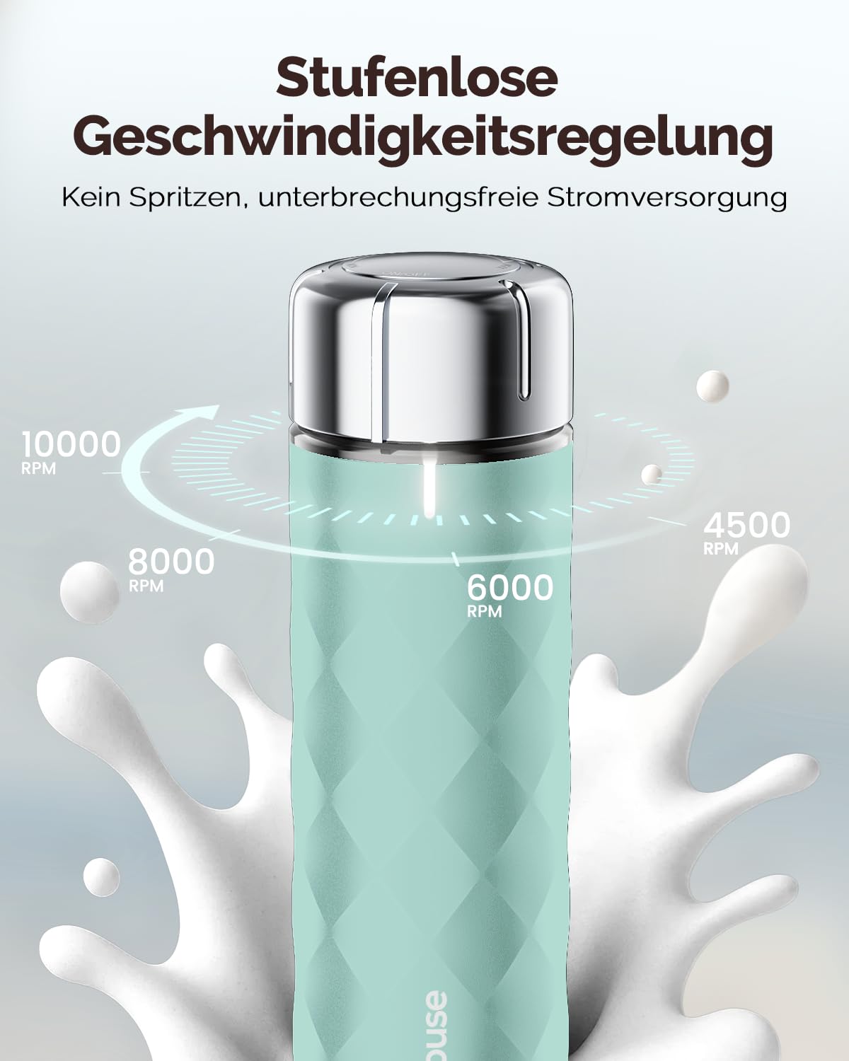 Maestri House Milchaufschäumer Mit Stufenloser Geschwindigkeitsregelung, Usb Aufladbar Milchaufschäumer, Aufschäumer Mit 3 Schneebesens Und Ständer Aus Edelstahl, für Latte Cappuccino und Eier