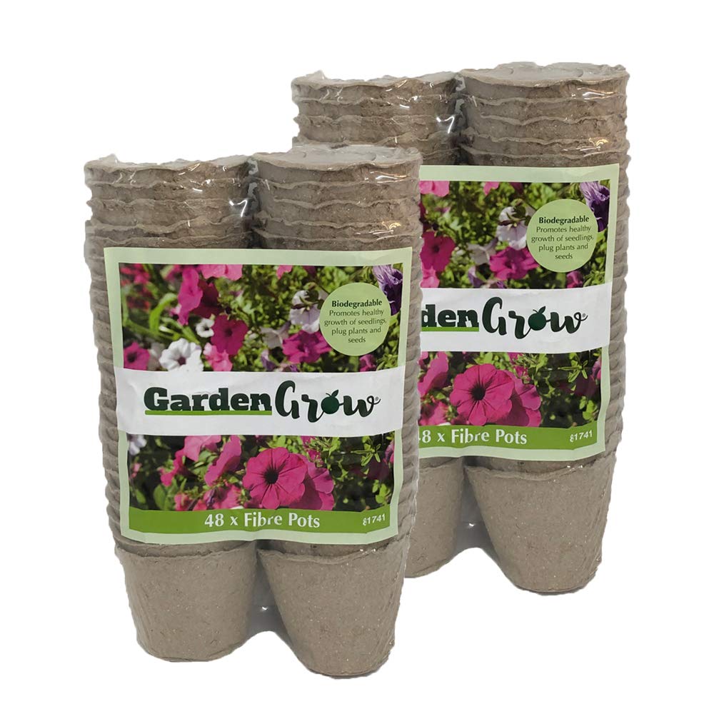 Thompson & Morgan Beige Biodegradable Plant Fibre Seed Pots For Seeds, Seedlings & Cuttings, An Eco-Friendly Alternative To Plastic, 48 X 6Cm Fibre Pots (Fibre Grow Pots 96)