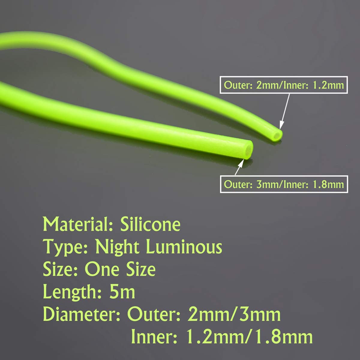 Pack De 5 Tubes Lumineux De Pêche En Silicone, 5 M, Jaune, Metallixity