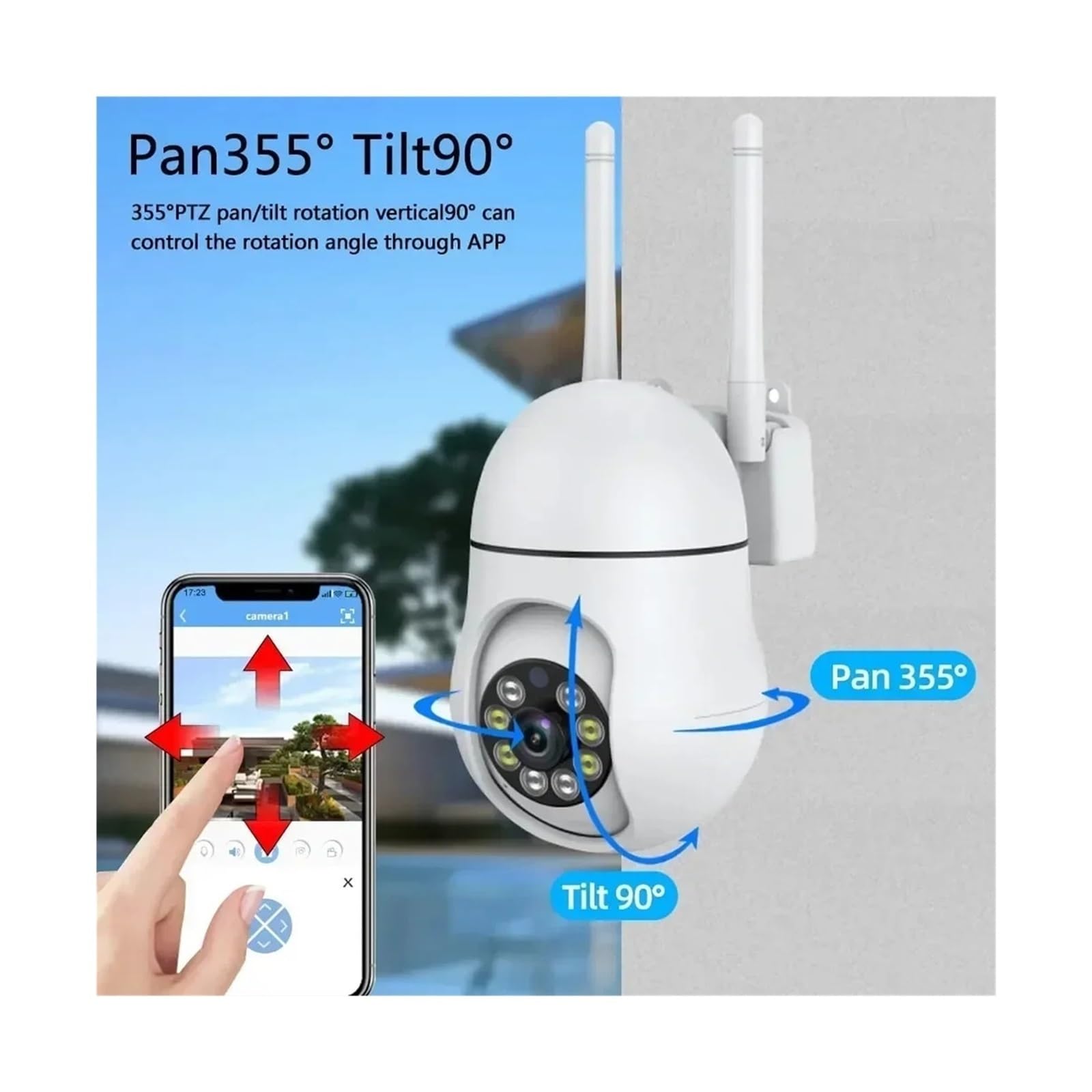 Heimüberwachungskamera, WiFi Kamera Außen Innen Haustier Monitor Nachtsicht Erkennen Überwachungskameras(2Pcs Camera)