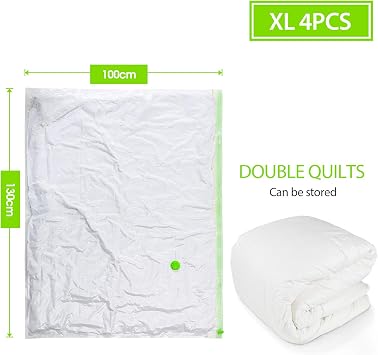 Opaza Extra Large 4 Packs Vacuum Storage Bags, Jumbo [130 x 100 cm] Airtight Space Saver Compression Bags XXL for Clothes,Duvets,Bedding