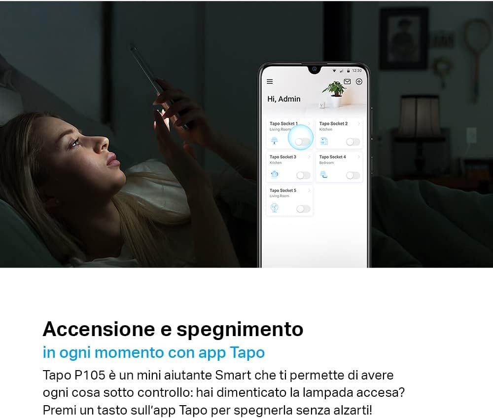 TP-Link Tapo P105 Presa Smart Italiana, WiFi Intelligente Smart Plug, Controllo Vocale, Compatibile con Alexa e Google Home, Controllo Remoto Tramite APP Tapo, Tempo di Preselezione - Immagine 3