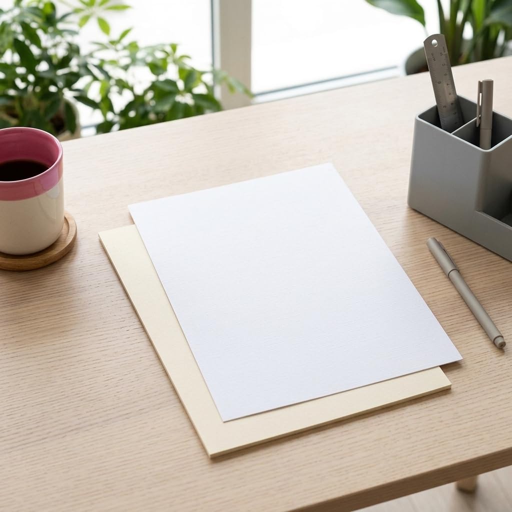 Papier Lin Épais pour Impression Nte Absorption Optimale Grain Anglé Élégant Convient aux Documents Présentations Artistiques, Blanc