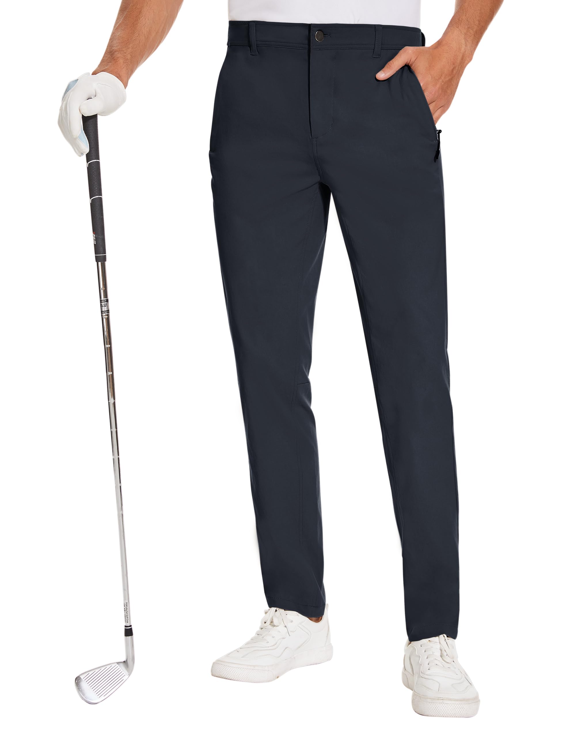 SPECIALMAGICMen's Slim-Fit Stretch Golf Pants, Water Resistant Hiking Pants with Zipped Pockets, Men's Dress Pants Elastic Waist Lightweight Casual Outdoor