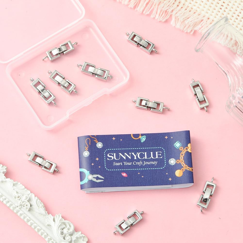 SUNNYCLUE 1 Box 10Pcs Foldover Bracelet Clasp Silver Fold Over Clasp Brass Metal Small Plated Folding Buckle Extender Fasten Repair Links for Bracelets Necklaces Jewelry Making Crafts Supplies Women - Image 7