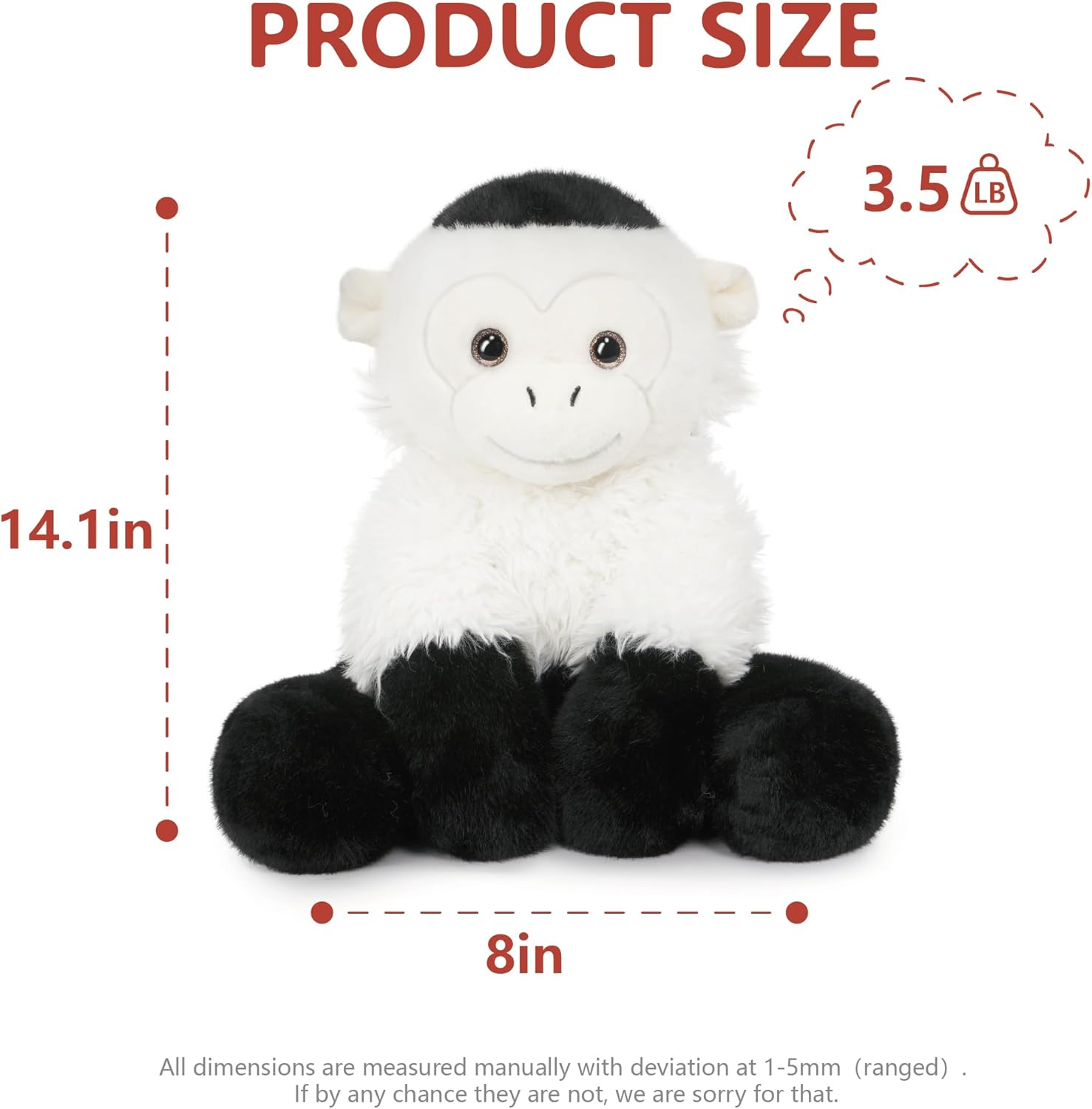 Niuniu Daddy 14" | 3.5 Pound Monkey Weighted Stuffed Animal for Kids Adults, Heavy Capuchin Monkey Pillowfort Plush Toys, Weighted Beads for Stuffed Animals Body Pillow for Birthday Holiday Christmas - Image 4