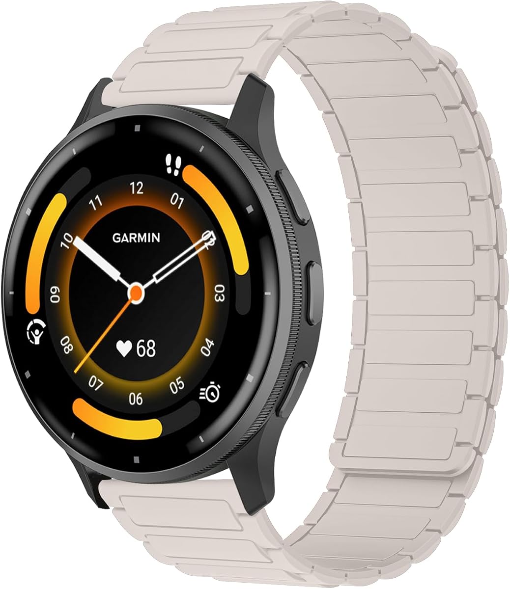 22mm Silicone Watch Band Compatible with Garmin Venu 4 45mm/Venu 3 45mm/Venu 2/Vivoactive 4/Active, Magnetic Replacement Strap for Garmin Forerunner 570 47mm/Forerunner 265/255