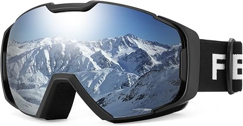 FEISEDY OTG - Gafas de esquí para deportes de nieve para adultos y jóvenes, protección UV400 antivaho con doble lente flexible B2961