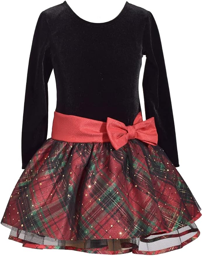 Amazon.com: Bonnie Jean Girls 2T-16 Christmas Holiday Velvet Drop Waist