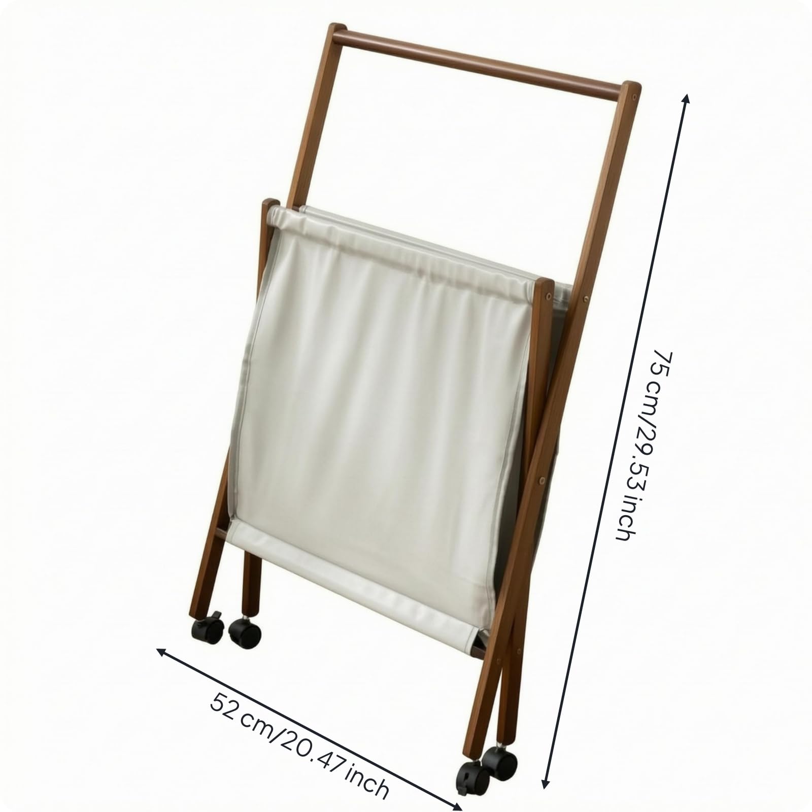 Cesto Portabiancheria Pieghevole Carrello Biancheria Cesto Bucato Contenitore Lavanderia Organizer con Struttura in Bambù Finiture in Similpelle Sacco