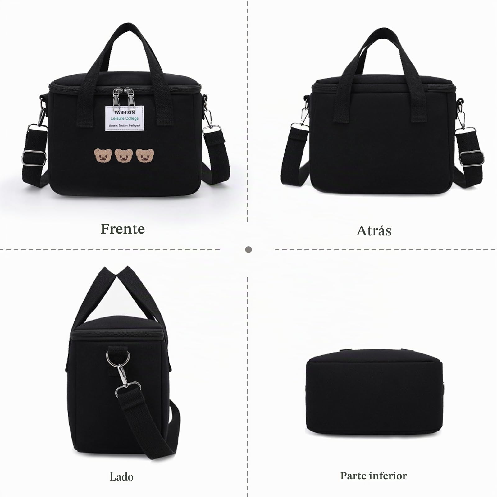 Bolsa de Almuerzo Aislada Bolsa Aislamiento Isotermica Bolsa Nevera Bolsa Comida para Mujeres Adolescentes Niño Escuela Oficina Picnic Blanco