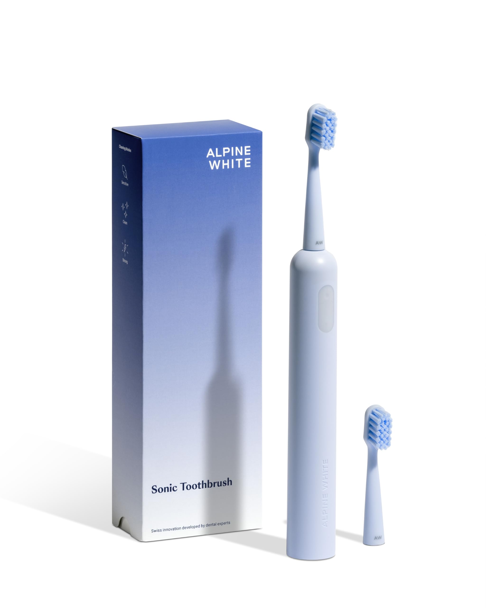 ALPINE WHITE Sonic Toothbrush - Innovative Schallzahnbürste mit bis zu 40'000 Schwingungen pro Minute - Elektrische Zahnbürste mit 3 Intensitätsstufen