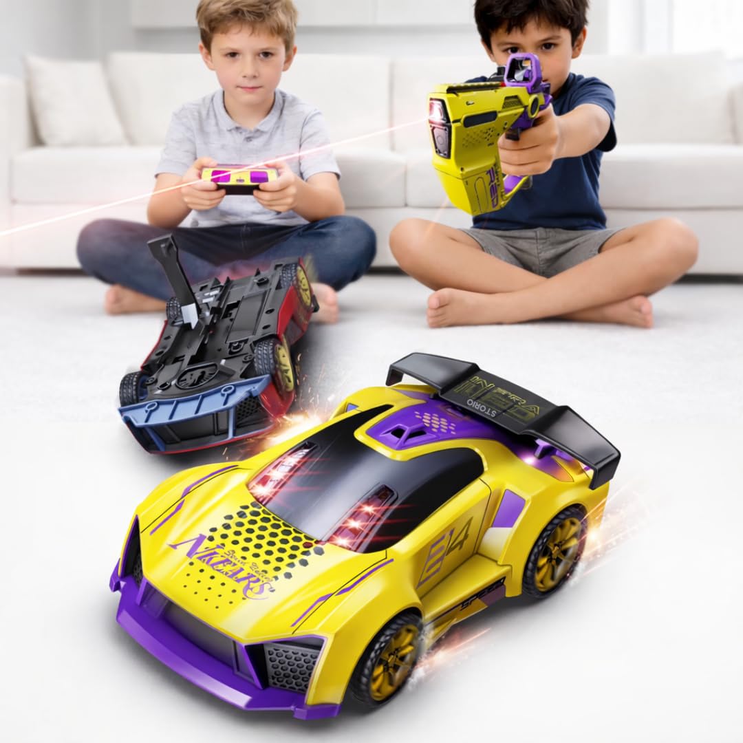 Storio RC Battle Car for Kids 3-12 Years, Remote Control Car with 2 Player Shooting Game, Rechargeable Toy Car with Flip Action, RC Cars for Boys Girls, Birthday Gift-image-9