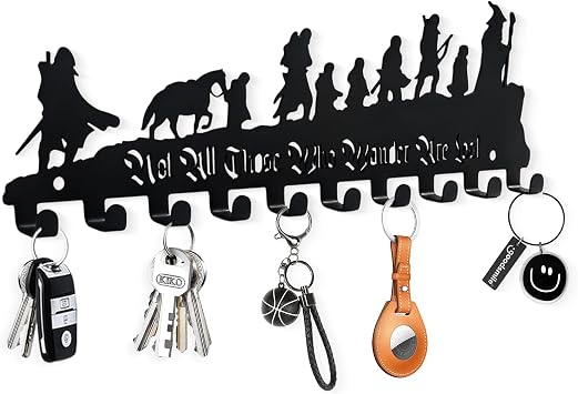 Lord Middle-Earth Metal Key Hooks-The Rings Fantasy Wall Organizer for Home | Vintage Wall Hanger, Rustic Home Decor, Gifts for Lord Fans & Hobbit-Inspired Spaces,Entryway Bedroom,Cottage Decor,10 Hooks