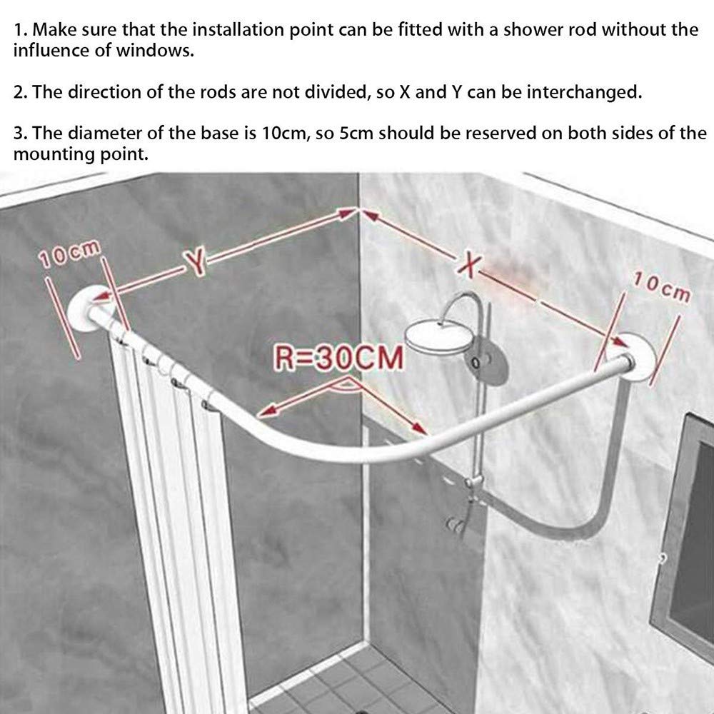 HJHY@ L vormige hoek douche gordijn staven roestvrij badkamer douche gordijn rail, boor gratis installeren 304 roestvrij voor badkamer, cloting winkel, privé