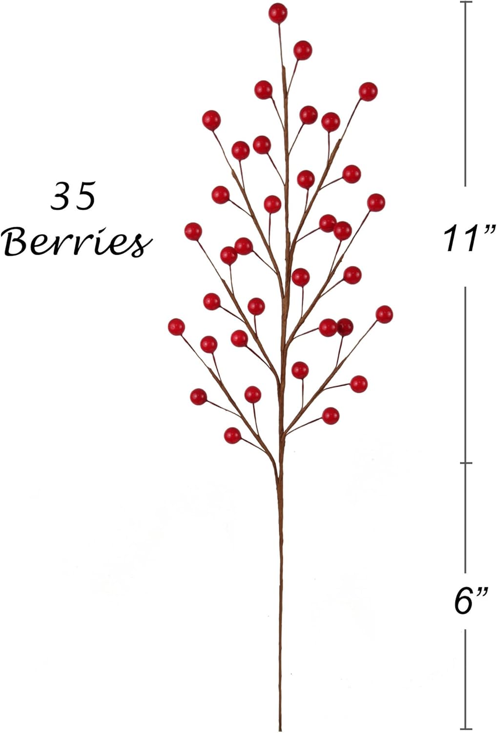 Larksilk Vibrant Red Holly Berry Stem Picks - 35 Berry Holiday Floral Accents, 17-Inch Length, Perfect for Christmas Wreaths, Garlands, Centerpieces, and Festive Home Decor