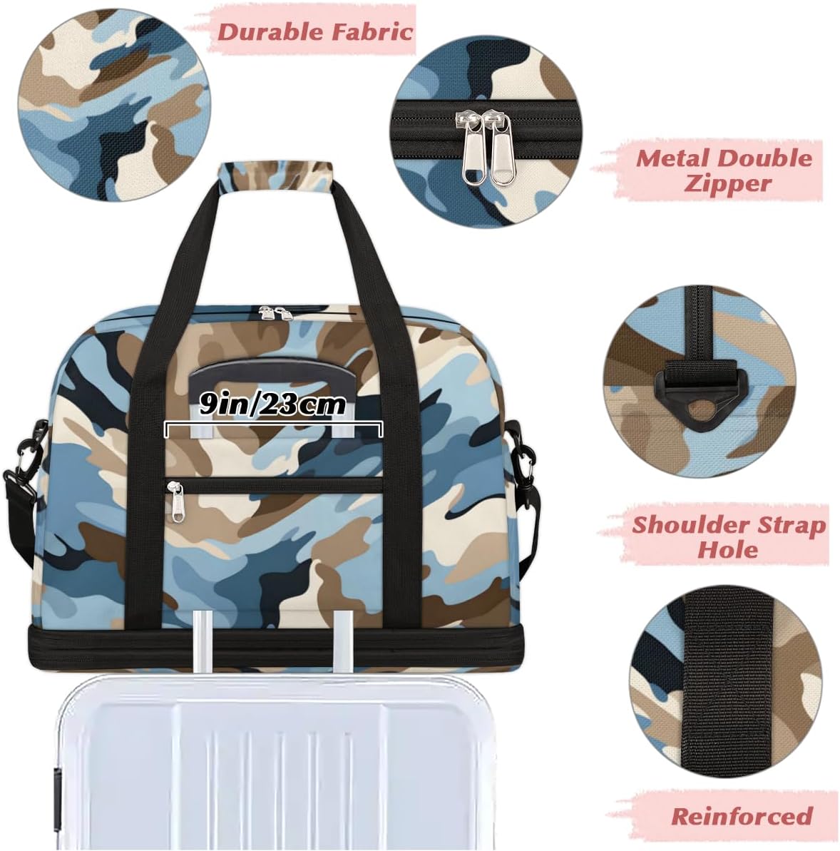 QsirBC Shape Fun Decor Gym Bag for Women Duffle Tote with Shoes Compartment Men Weekender Duffel for Dance Travel Sports Swimming Overnight