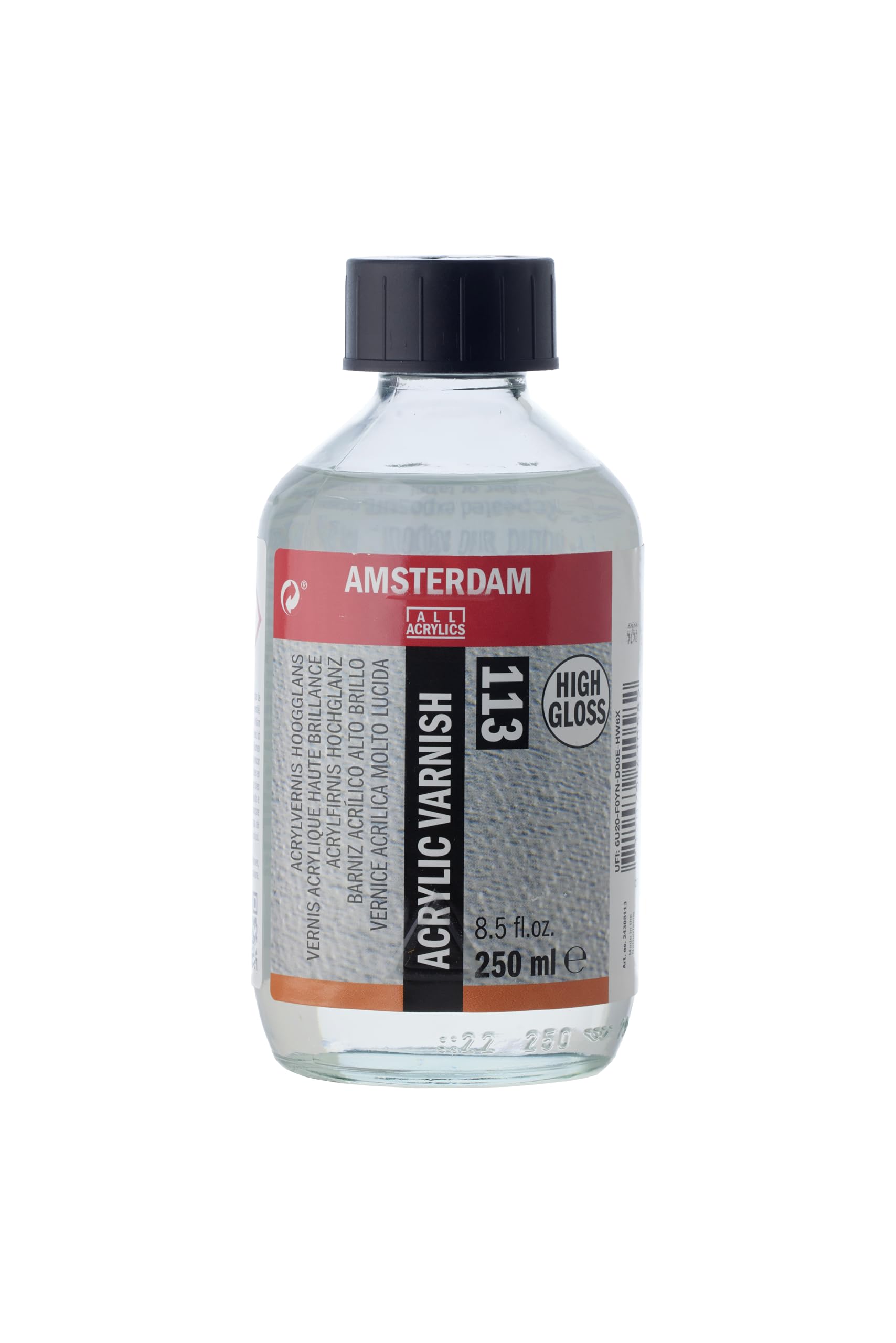 Vernis acrylique brillant Amsterdam flacon 250ml pour vernir en atelier