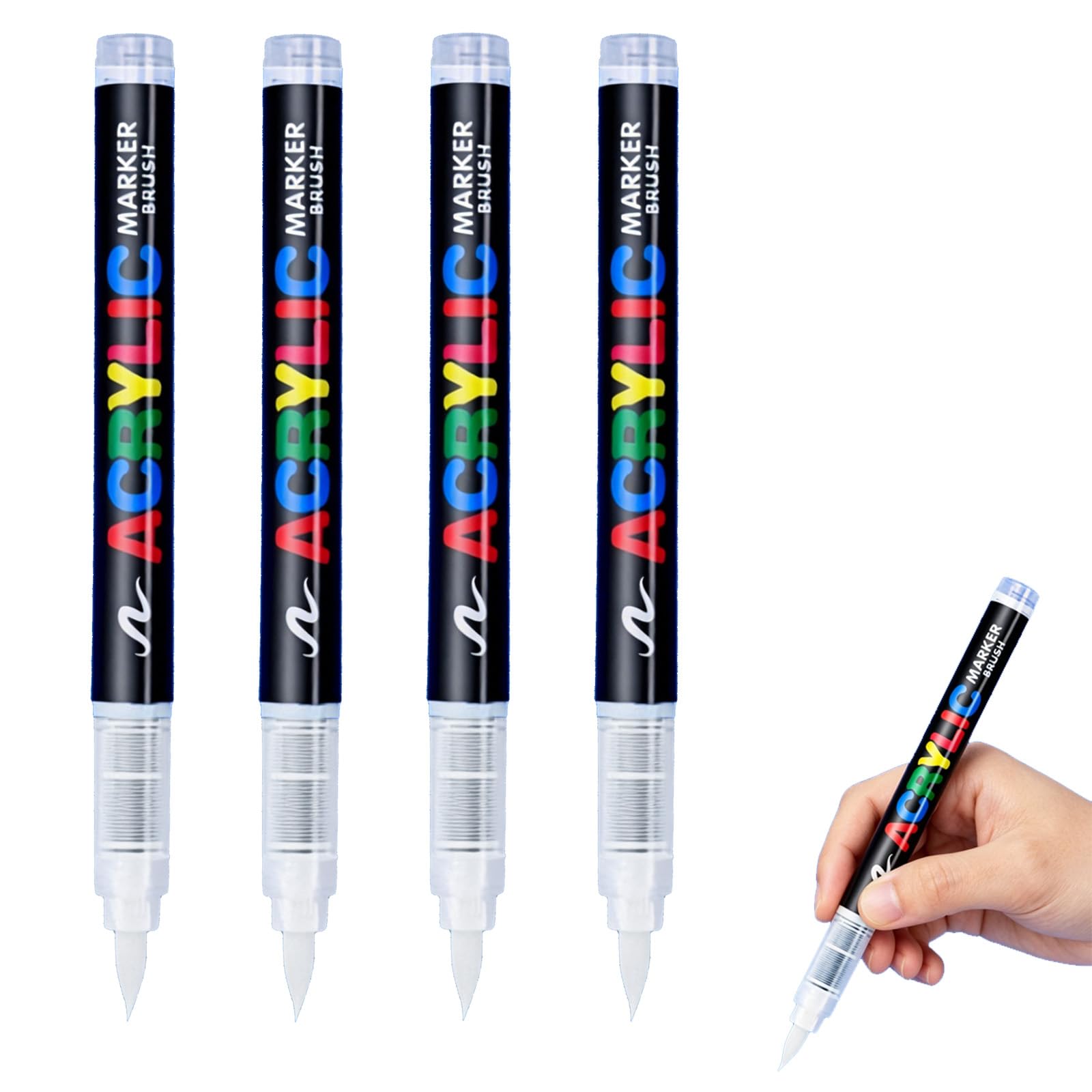 Rotuladores Textiles Blancos (4 Uds) Rotulador Permanente Blanco, Punta 1–6 mm, Lavables en Lavadora tras Secar, Acrylic Markers para Camisetas y DIY
