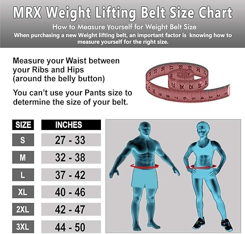 Miniatura 7 de MRX - Cinturón de cuero para levantamiento de pesas, 4 pulgadas de ancho, 0.394 in de grosor, para entrenamiento de fitness, soporte de espalda,