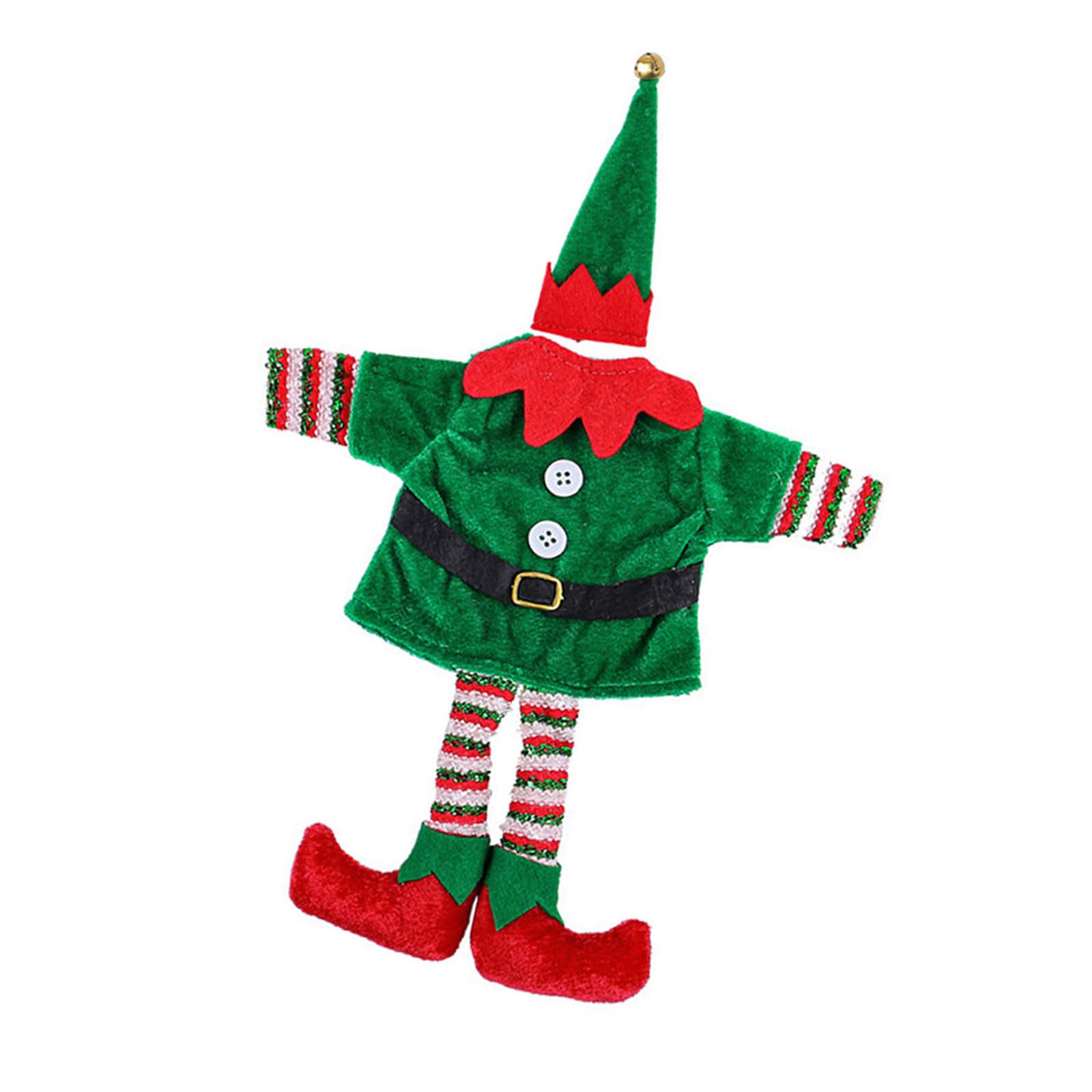 Hsioluted Elves Themed Wine Bottle Attire Covers Set of 8 for Christmas Gatherings Table Decoration Family Gathering Ornament