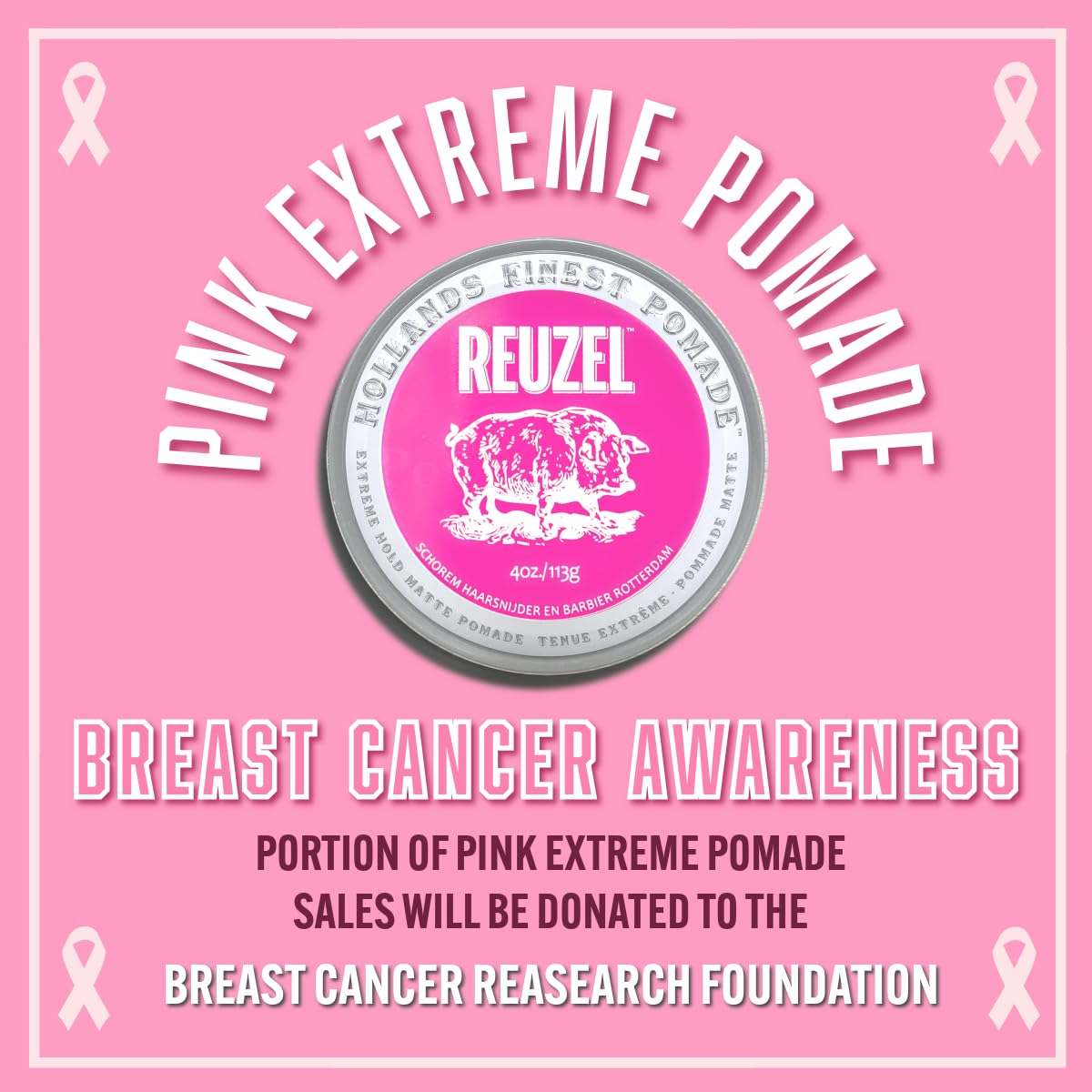 REUZEL Pink Extreme Hold Matte Pomade, Extreme Hold, Water Soluble Styling, Matte Finish, Easy To Wash Out, For All Hairstyles, 4 oz image 2