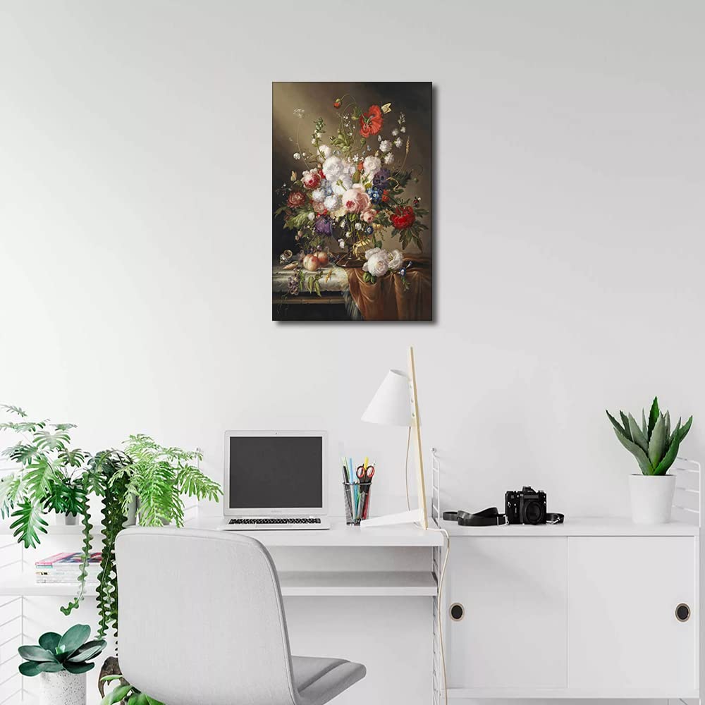 TISHIRON Flower and Fruit Still Life Paintings on Canvas Floral Prints Art Canvas Wall Art Prints Framed Artwork for Home Office Decorations Wall Decor Modern Giclee Ready to Hang 16x24 inch - Image 3