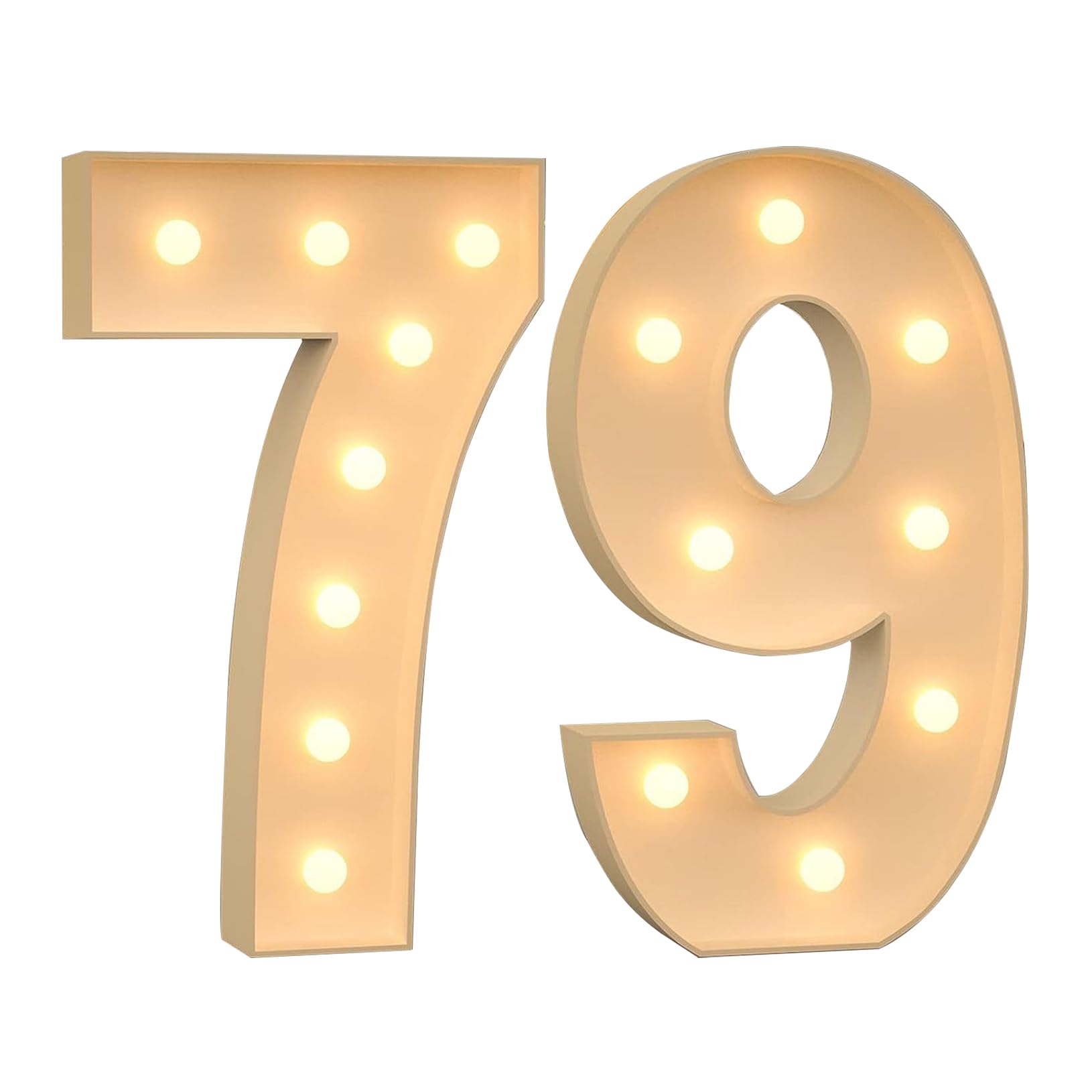Marquee Light Up Numbers 79 for Birthday Party Decoration, Warm Light DIY Pre-Cut Frame Foam Board for Weddings, Baby Anniversaries, 100cm/3ft