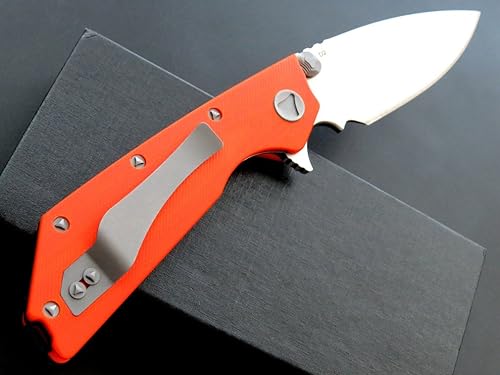 Miniatura 5 de Eafengrow EF335 - Cuchillos plegables D2 y mango G10, cuchillo plegable de bolsillo EDC cerrado de 5 pulgadas con clip (naranja)