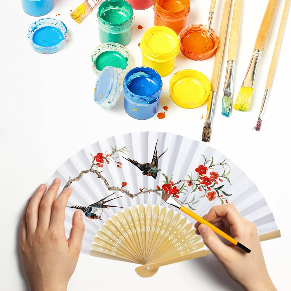 50 Stück Fächer Hochzeit, Handfächer Weiße, Bambus Fächer Personalisiert, Gäste Geschenk Fächer für Hochzeit Deko DIY Sommer Party