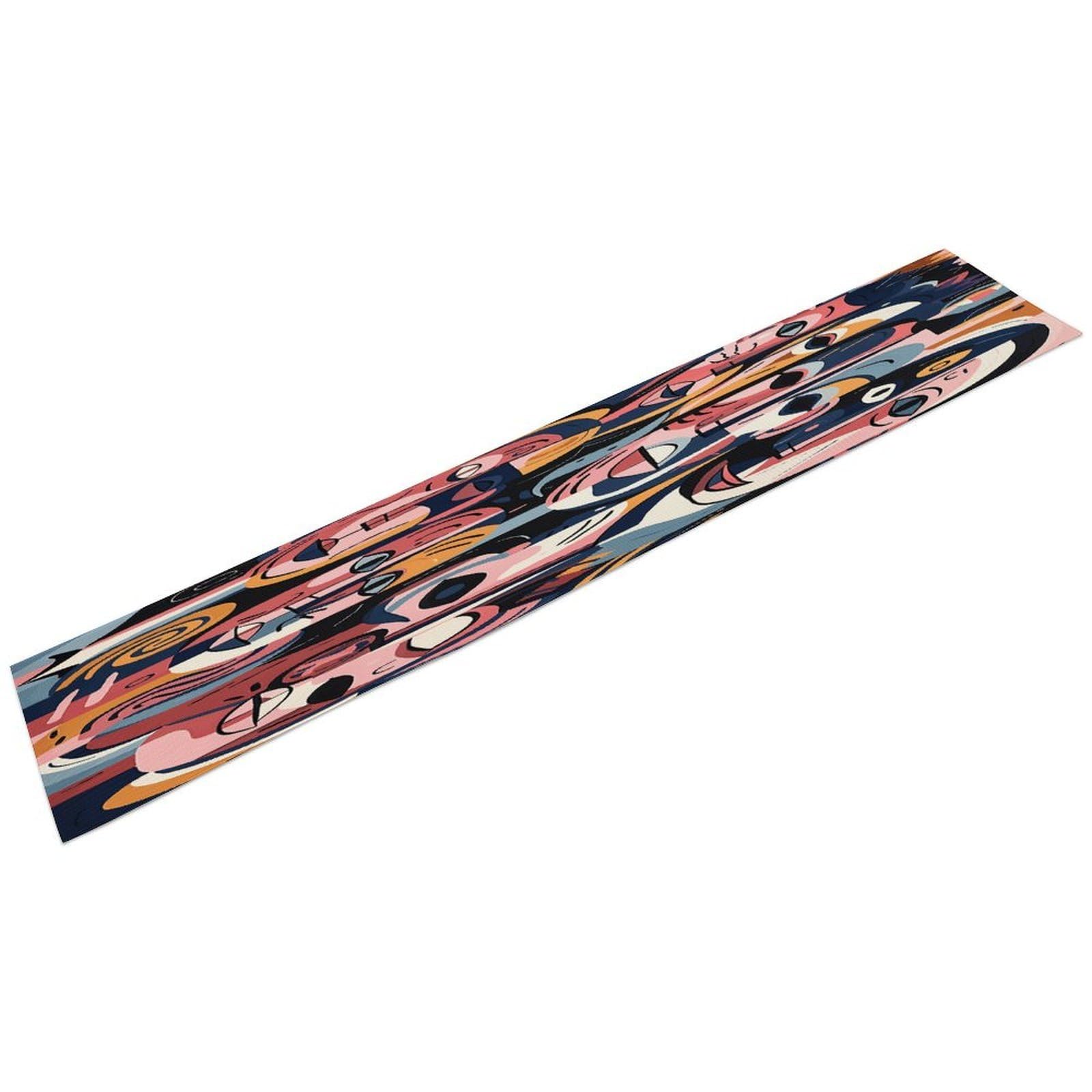 Btcowzrv Style Hand Drawn Human Faces Linen Table Runner 72.4 Inches Long, Machine Washable Table Runner For Party Kitchen Dining Table Coffee Holiday Party Decor, 13.4"X72.4"