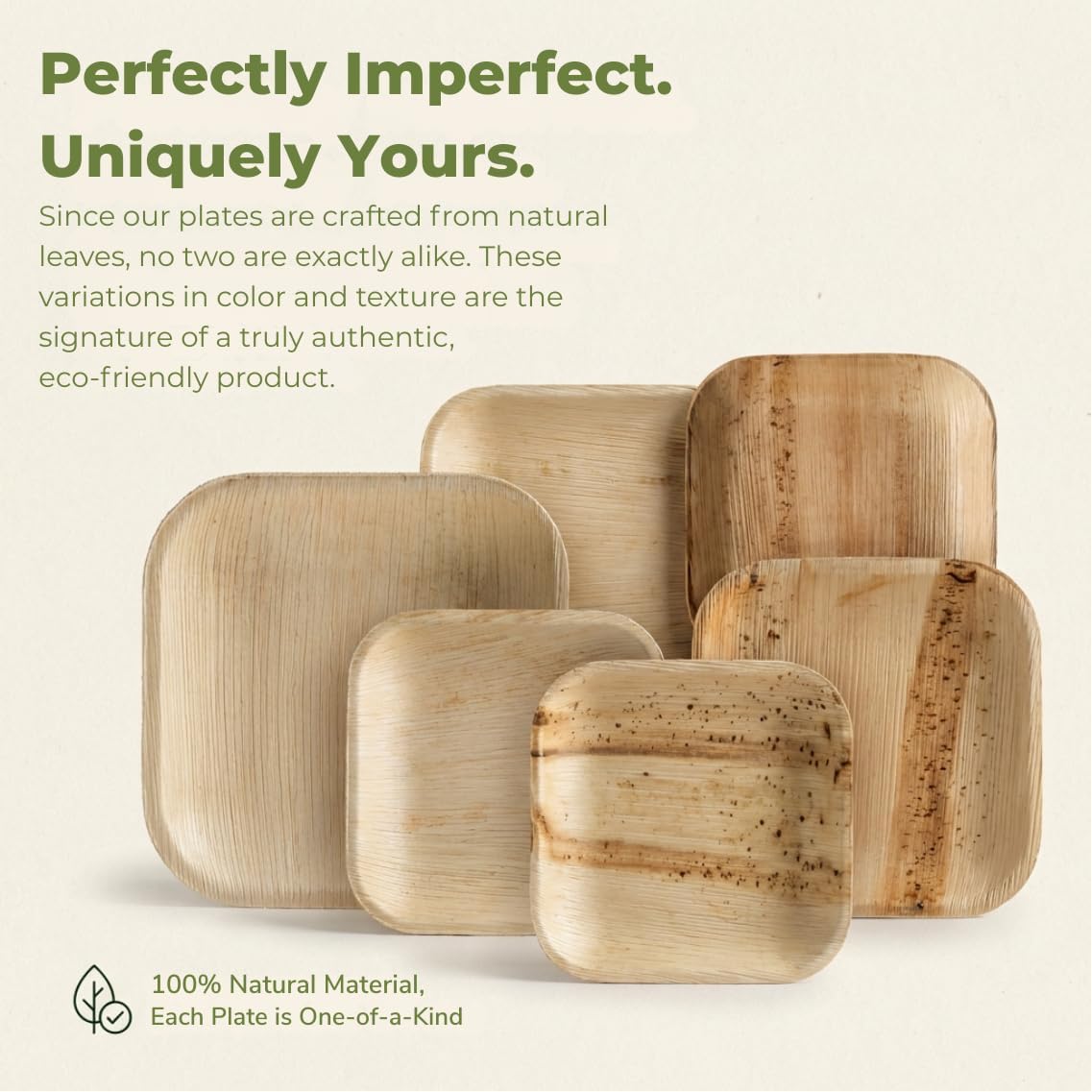 Koala love Palm Leaf Plate Bamboo Paper Plates Disposable 10 Inch & 7 Inch Bulk Party Pack Eco Compostable Biodegradable Wooden Plate Best Alternative To Plastic Paper Plates (10&7 100) - Image 4