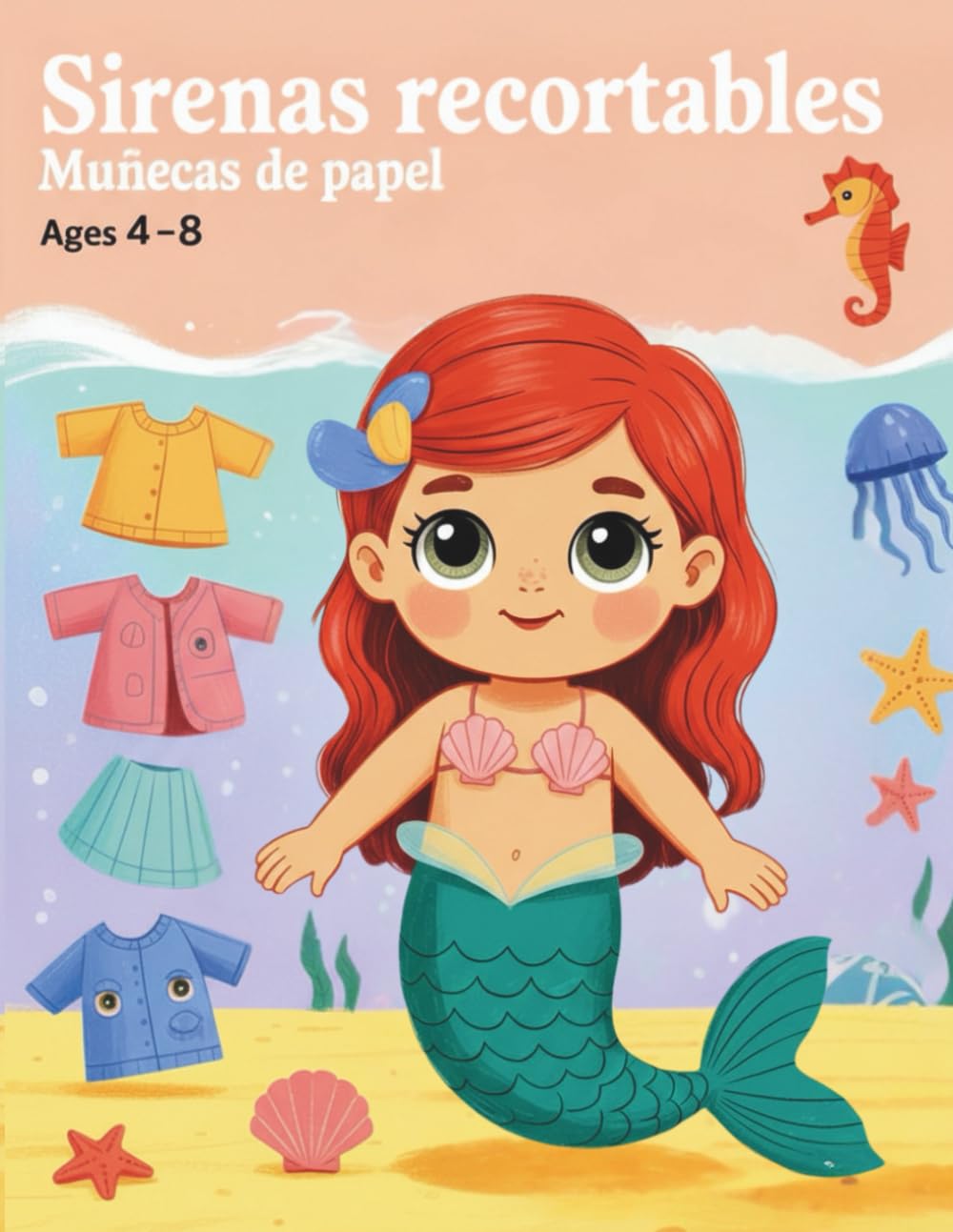 Sirenas Recortables : Muñecas de Papel: Libro de Actividades de Moda Submarina con Muñeca recortables y colas de colores - Regalo Creativo para Niñas y Niños de 4 a 12 Años (vintage papers dolls)