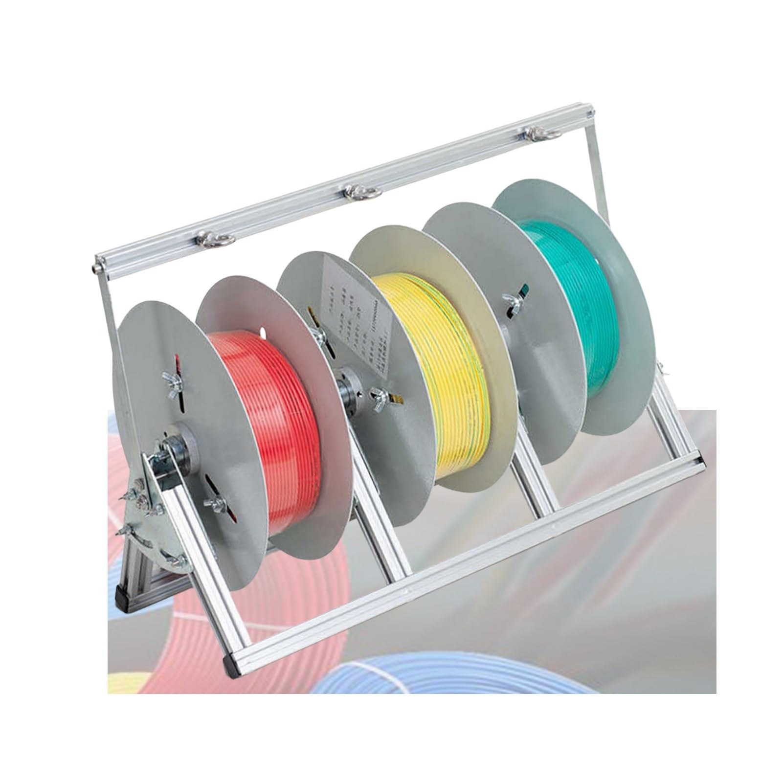WDSOPK Wire Spool Rack,Bulk Cable Holder,Multiple Axle Caddy with Wheels,Portable Dispenser,for Electrical Industrial (3 Rods Wire)