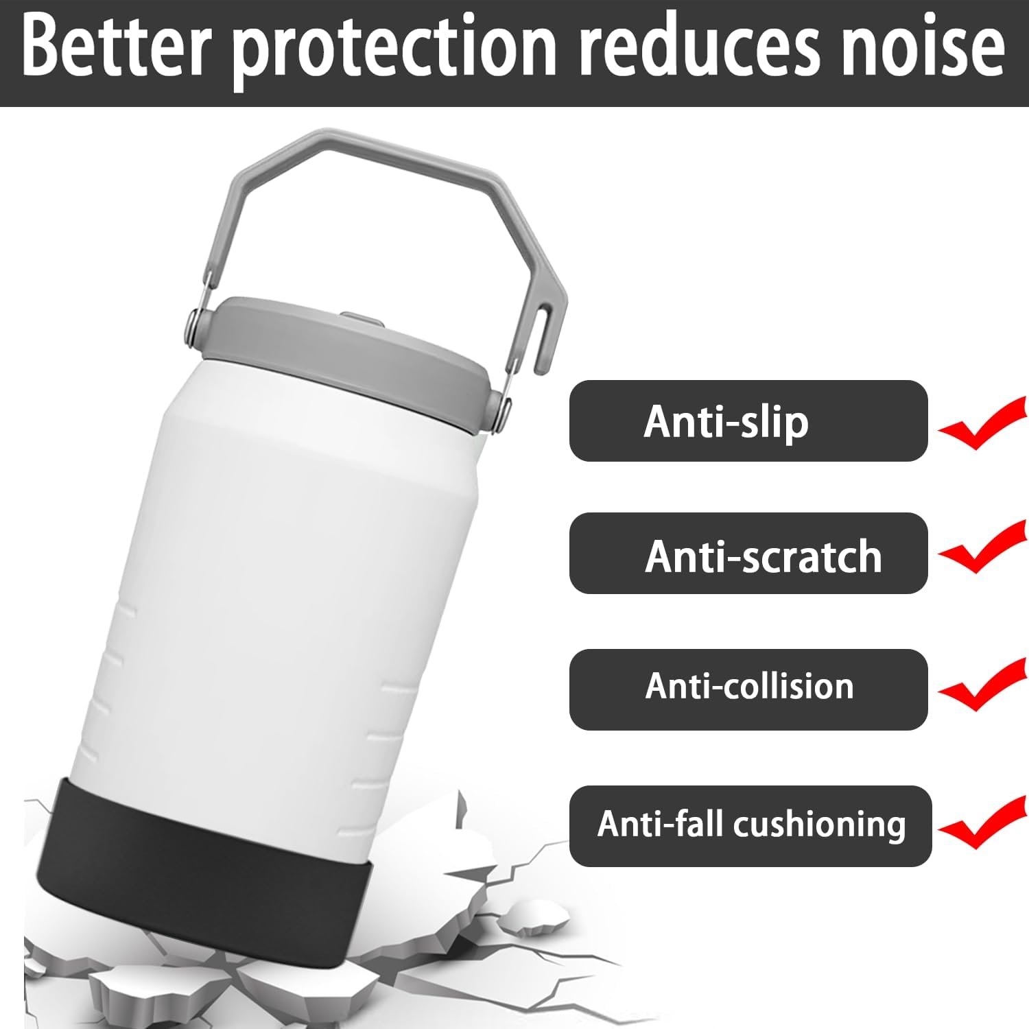 4-Piece Silicone Sleeve with Replacement Gasket for Stanley 64oz IceFlow Flip Top Tumbler, Silicone Sleeve Replacement Gasket for Stanley 64oz Water Bottle