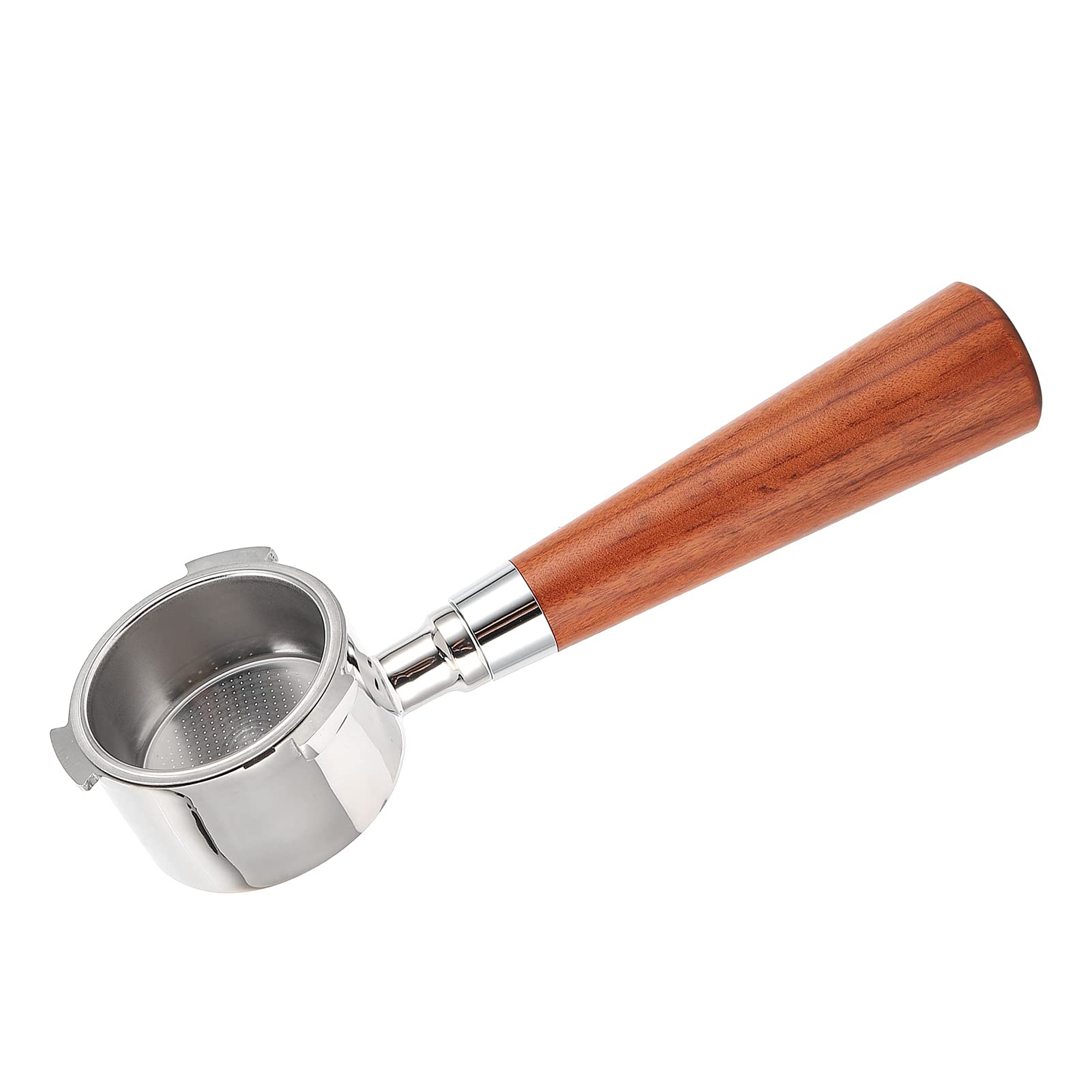 Kolba do kawy bez dna Uchwyt filtra ze stali nierdzewnej Narzędzie do wymiany kosza Akcesoria do ekspresu do kawy Ergonomiczny drewniany uchwyt Stabilna praca Prezent z domowego (Palisander 54 mm)