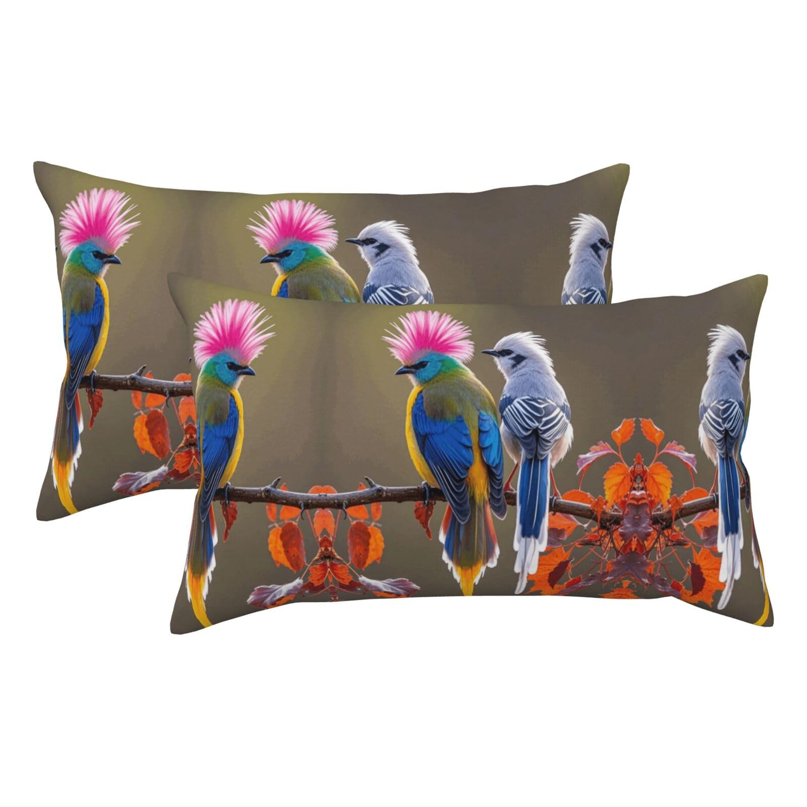 Bird Luxury King Pillowcases Set of 2, Plush Velvet Feel Pillow Covers with Hidden Zipper, Skin & Hair Friendly, 20x36 Inches Pillow Cases for Sleeping Gift