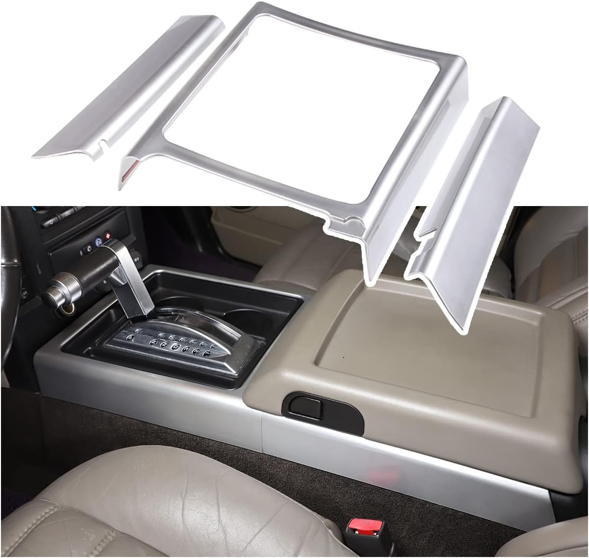 Gear Shift Console Trim Frame Compatible with Hummer H2 2003-2007, ABS Center Console Side Panel Trim Frame Cover Accessories, 3PCS (Matte Black)