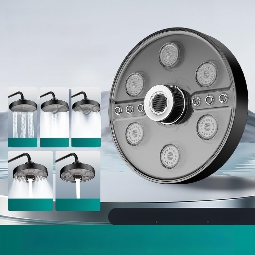 Cabezal para ducha Ahorro Agua Tecnología Aire Negro Cabezal(Bright Silver)