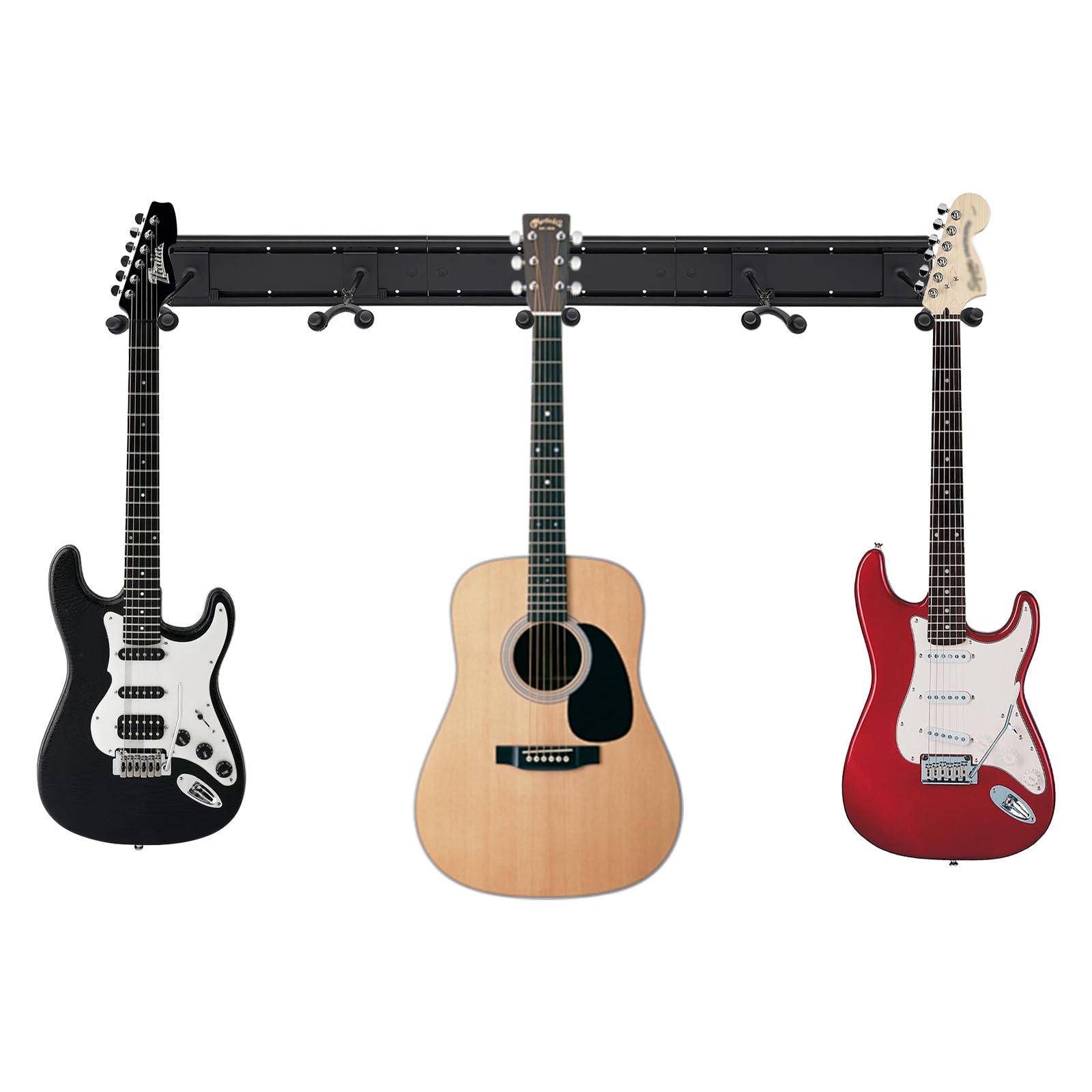Schwarz Wandhalterung für Gitarre, Gitarren Rack, 5 Haken Gitarrenhalterung, Haken um 180° Verstellbar, für das Schlafzimmer, Wohnzimmer, Musikzimmer