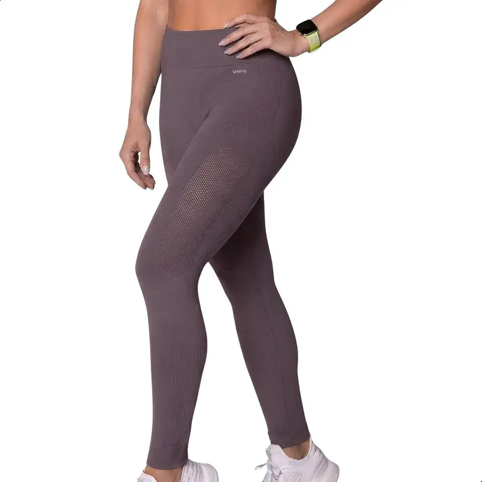 Legging Academia Poliamida Cintura Alta Microfuros Sem Costura Fitness Selene