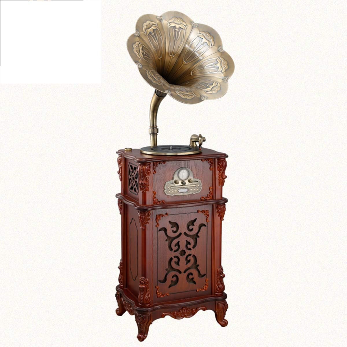 turntable Retro gramophone loudspeaker record player with built-in speaker 33/45/78 speed Wireless Bluetooth playback Audio output USB AM/FM radio Home decoration Brown