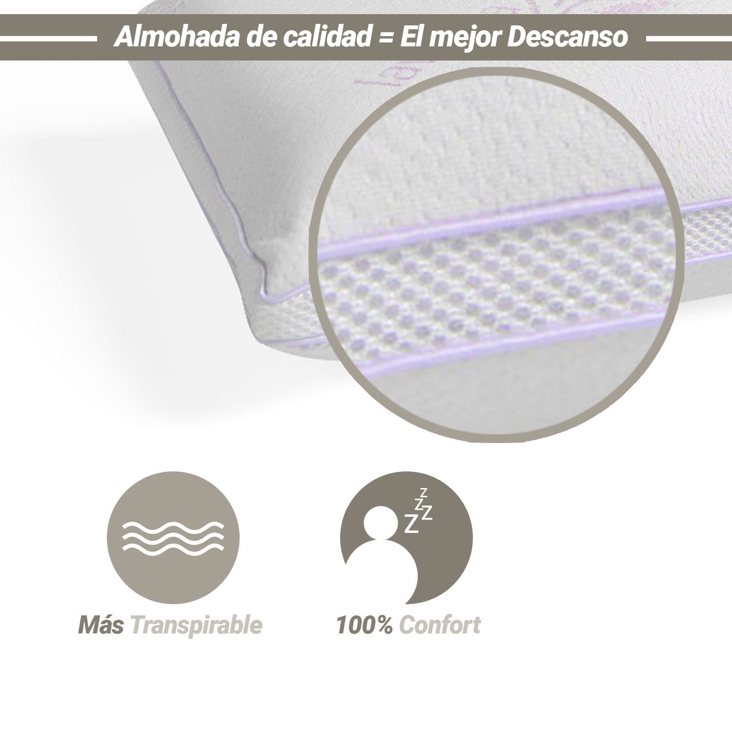 Ángel Cerdá - Almohada Viscoelástica Perfumada Lavanda - 75 x 35 x 15 cm - Confort Superior y Relajación Profunda