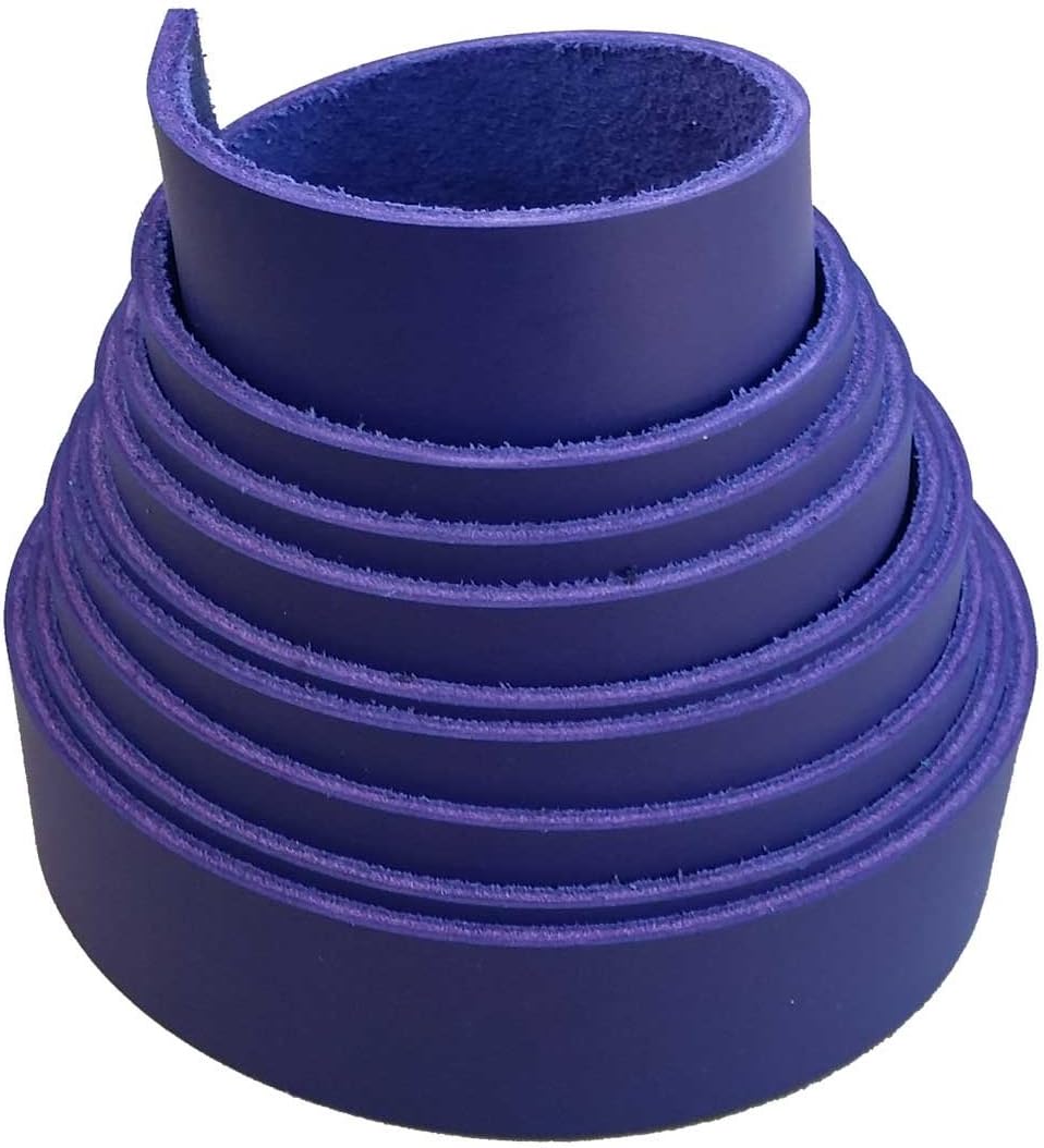 Purple Leather Strips 2 Inch Wide - Leather Strap up to 96 Inch Long – 6-7 oz. (2.4 – 2.8 mm) Latigo Leather Strips by Pitka Leather (2" x 24")