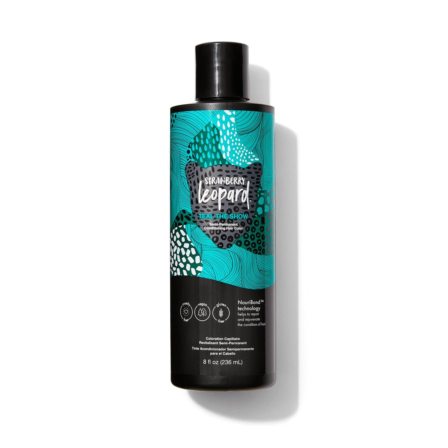 Strawberry Leopard Teal the Show Semi Permanent Conditioning Hair Color, All Hair Types & Textures, Vegan, Gluten, CrueltyFree, 8 Fl. Oz.