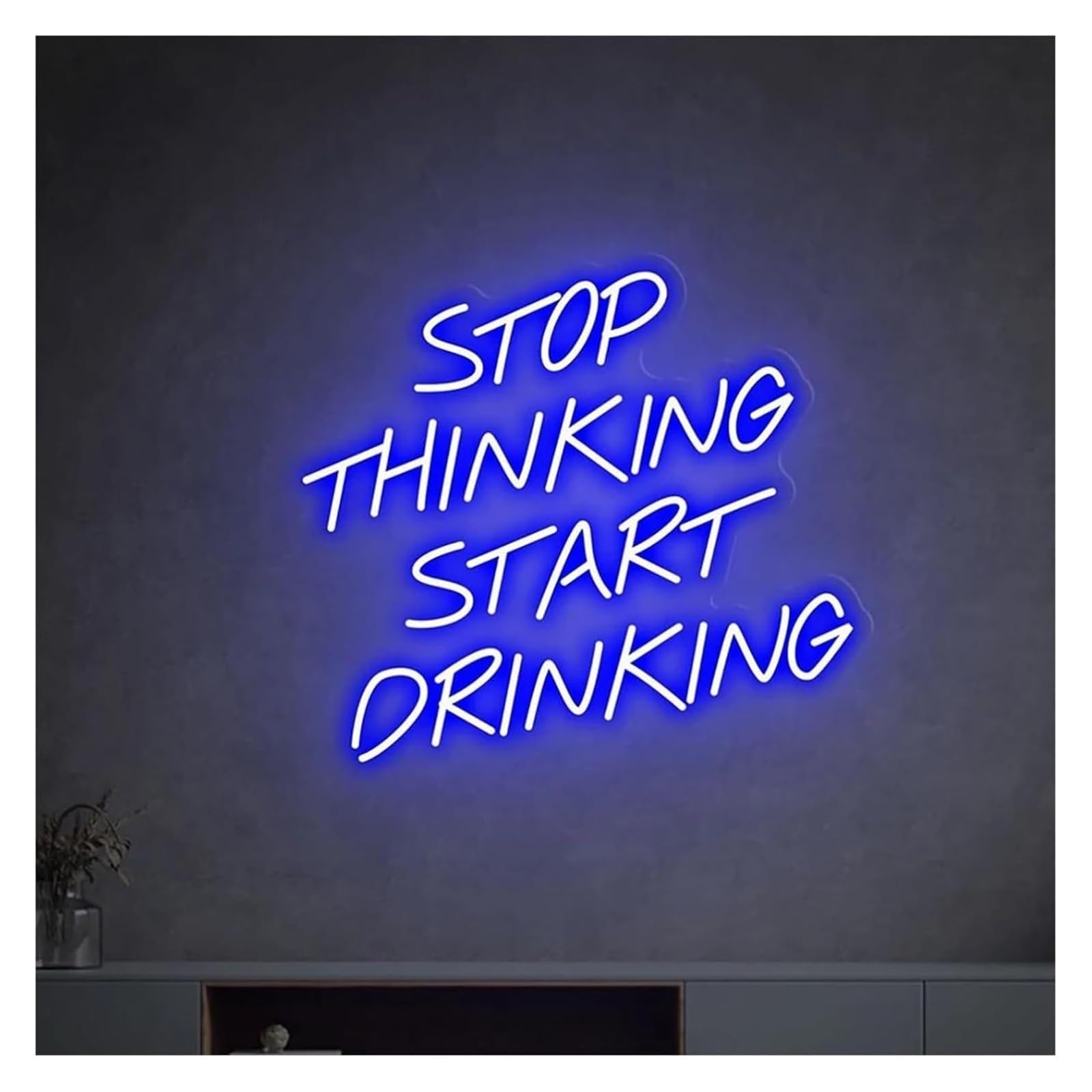 Zynther Neon lamp Stop Thinking Start Drinking for neon Sign LED for Beer Bar Club Game Room Party Restaurant Wall Decor 38cm×33cm(C)