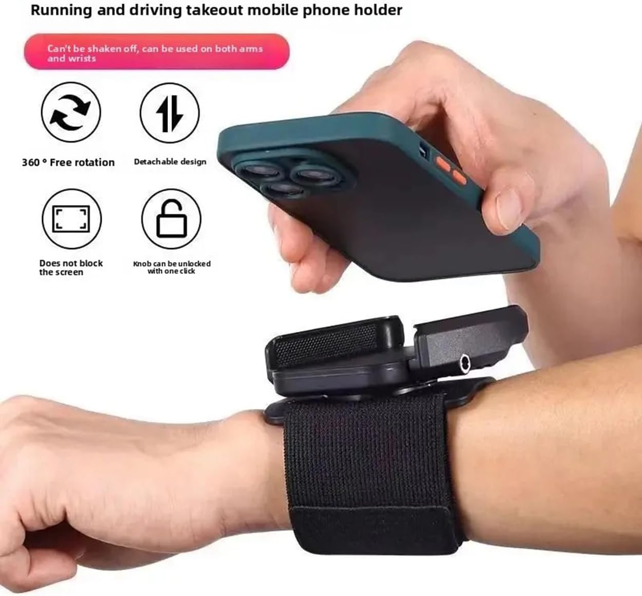 Wristband Phone Holder Armband Strap Set Detachable Mount for Sports Running Cycling Climbing Walking for All Mobile Phones